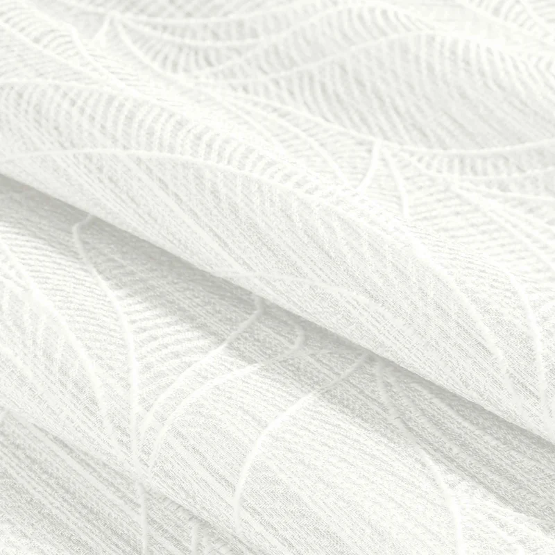 Panneau de rideau tissé et texturé avec un motif de feuilles, 54'' x 84'' (blanc brillant)