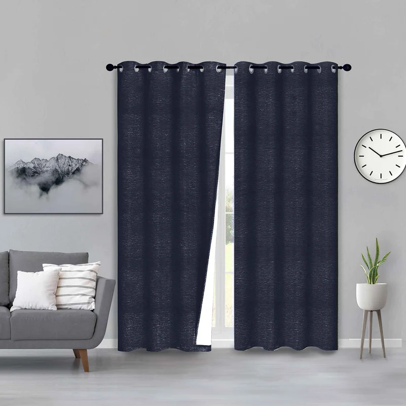 Panneau de rideau coupe-lumière à motif de briques, 54'' x 84'' (bleu marine)
