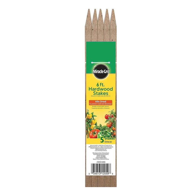 Tuteur pour plantes et jardins en bois naturel, 6' (5 unités)