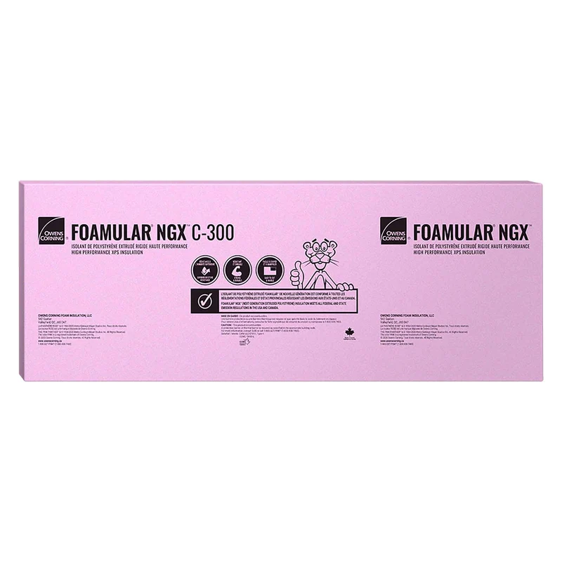 Isolant de polystyrène extrudé rigide FOAMULAR NGX C-300, 1,5'' x 2' x 8'