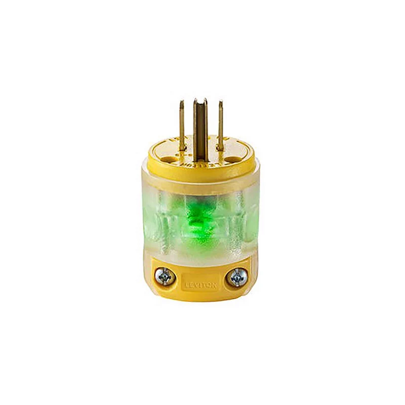 Fiche mâle lumineuse de 15 A / 125 V à 2pôles et 3 fils, jaune