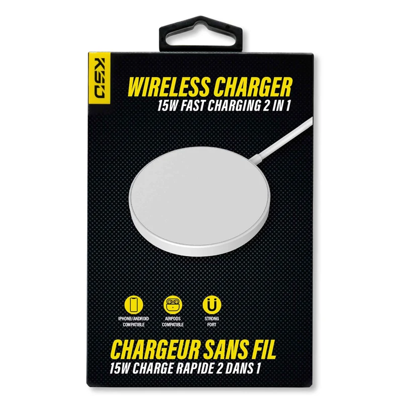 chargeur sans fil de 15 W, 2 en 1
