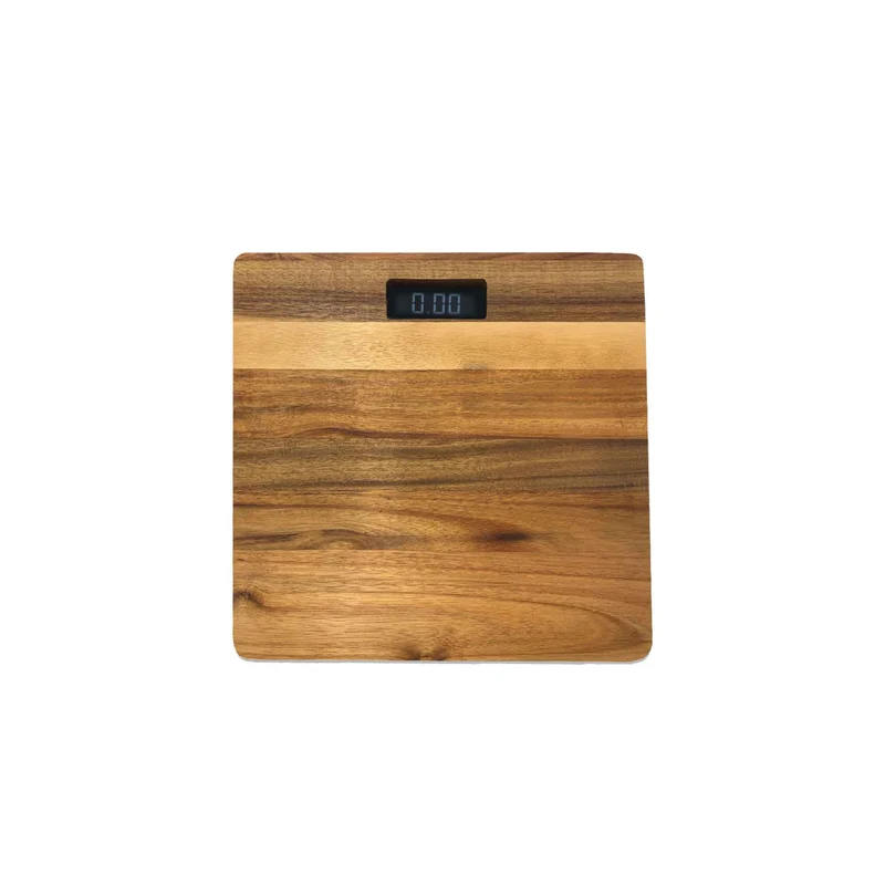 Pèse-personne avec plateau en bois d'acacia