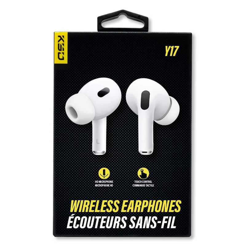 Écouteurs sans fil Y17 avec microphone HD et commande tactile, blancs