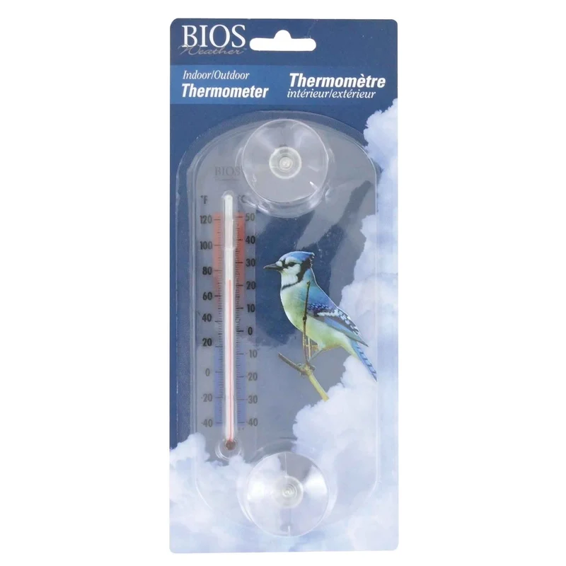 Thermomètre avec ventouses pour l'intérieur ou l'extérieur, geai bleu