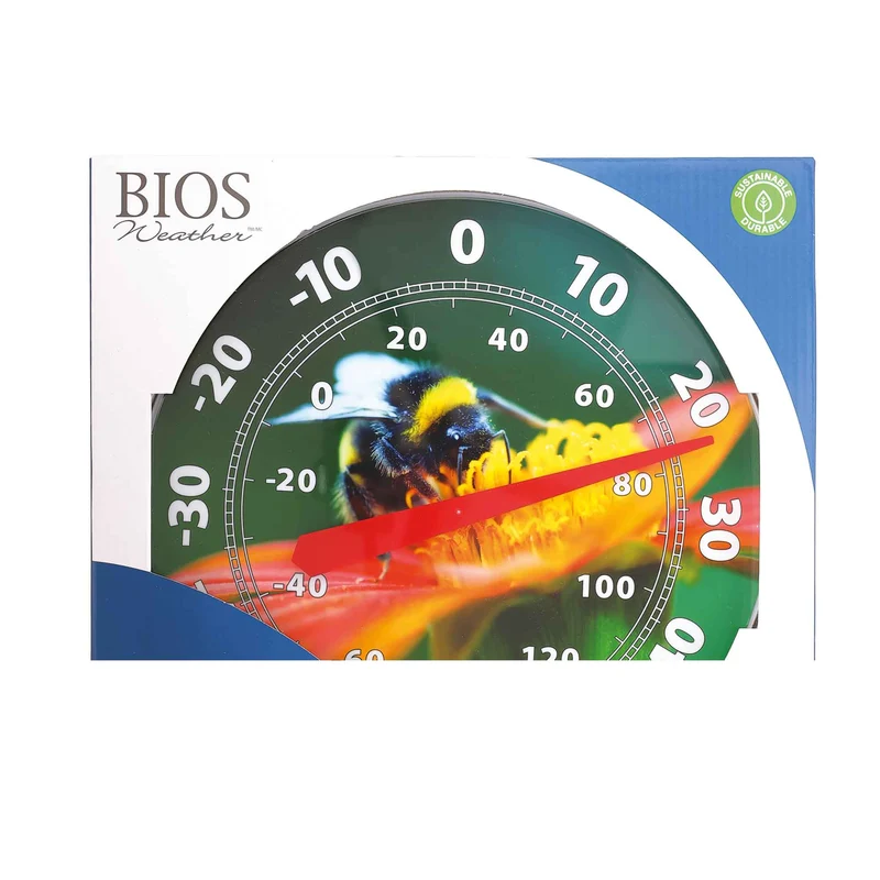 Thermomètre rond pour l'intérieur ou l'extérieur, 12'' (abeille)