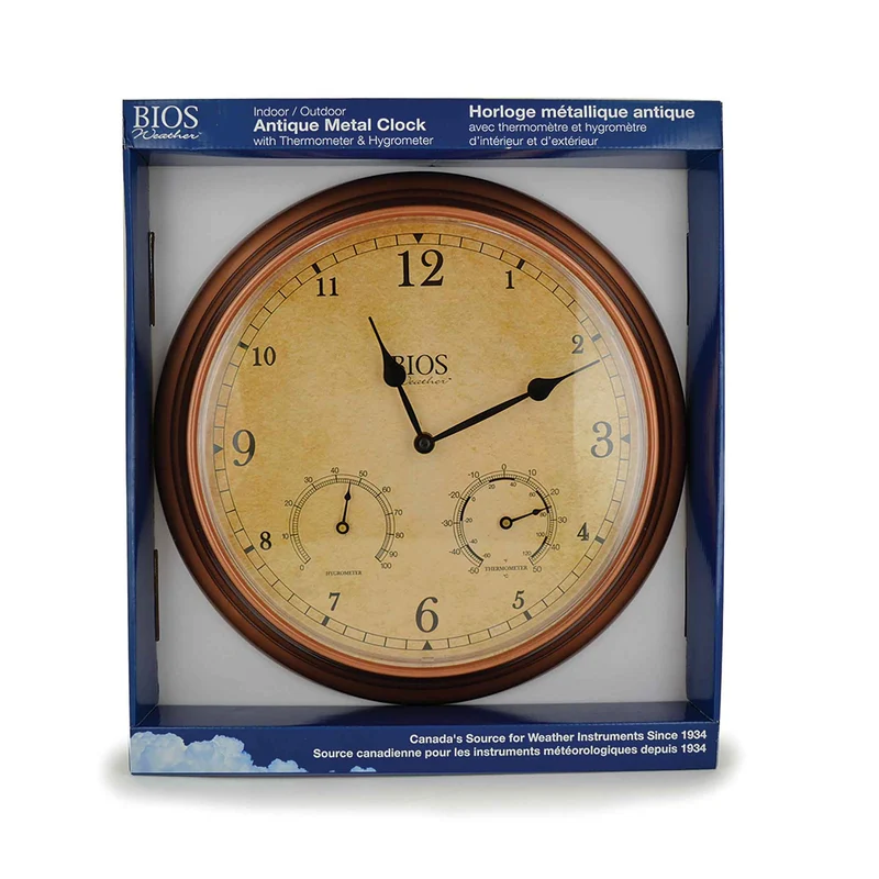 Horloge pour l'intérieur ou l'extérieur, 3 en 1