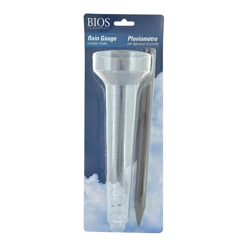 Pluviomètre sur tige pour le jardin, transparent