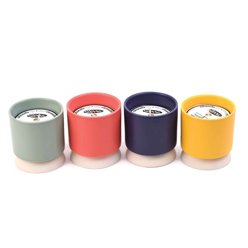 Bougie à la citronnelle dans un pot en céramique, choix entre 4 couleurs