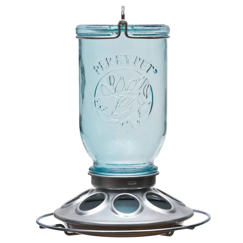 Mangeoire d'oiseaux pot Mason bleu, 1 lb de graines