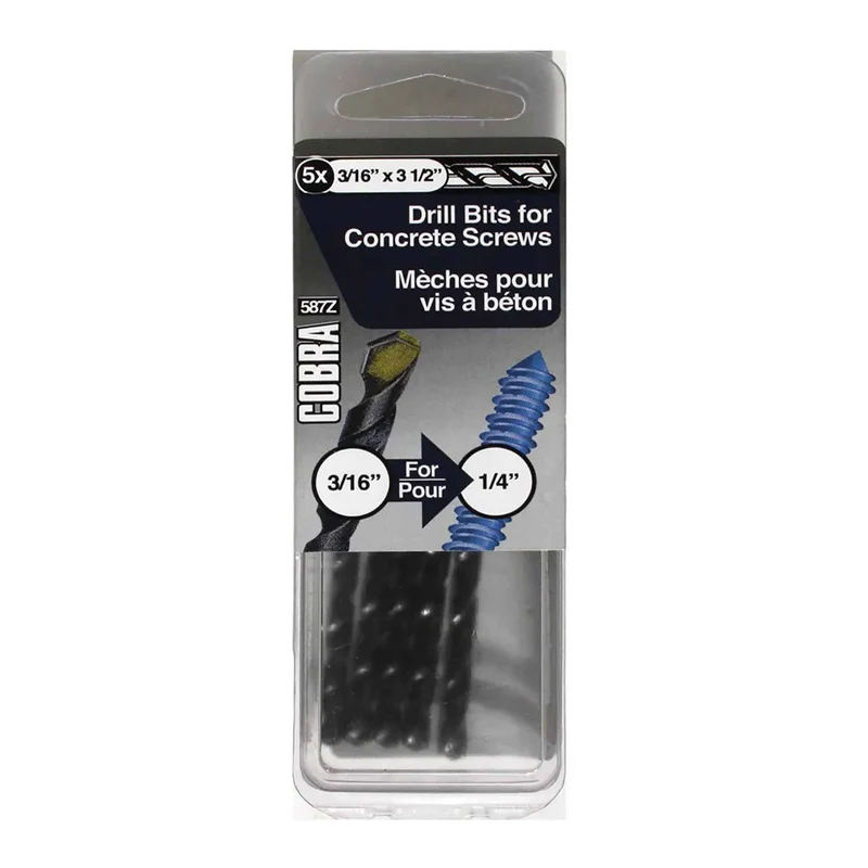 Mèche pour vis à béton, 3/16'' x 3-1/2'' (5 unités)