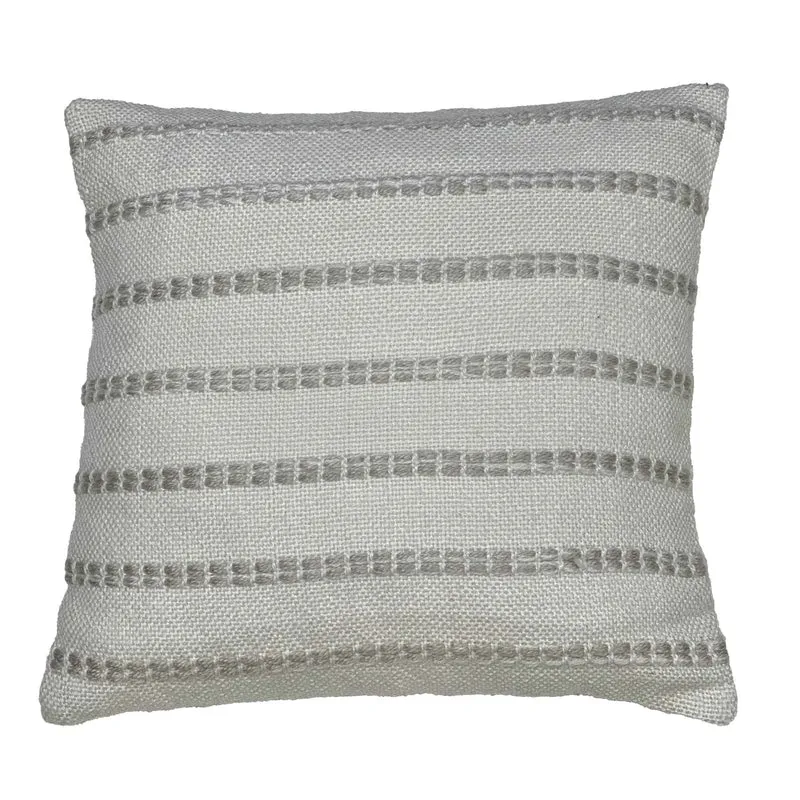 Coussin à rayures Natural, 18'' x 18'' (crème)