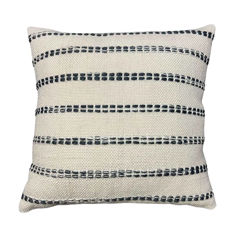 Coussin à rayures Natural, 18'' x 18'' (bleu gris)