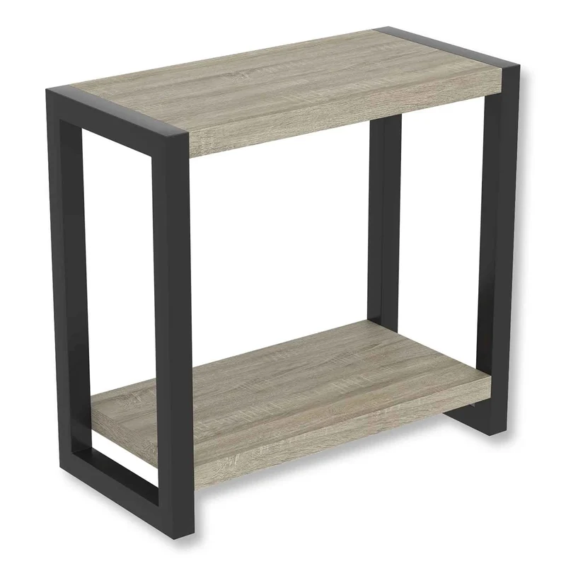 Table d'appoint au fini taupe avec structure métallique noire, 23,6'' x 11,5'' x 22,05''