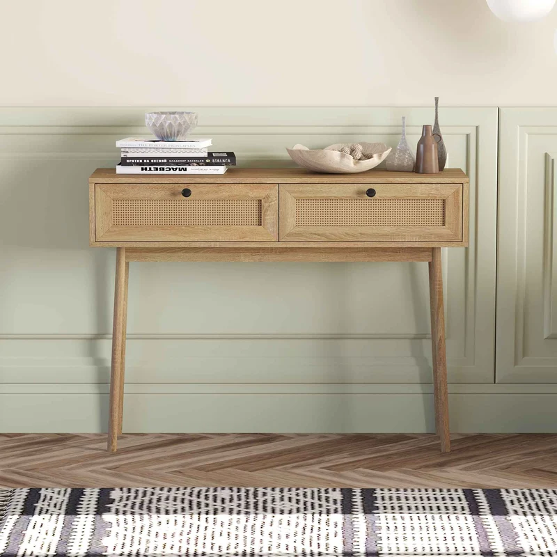 Table console d'aspect bois naturel, 39,5'' x 12'' x 31,5''