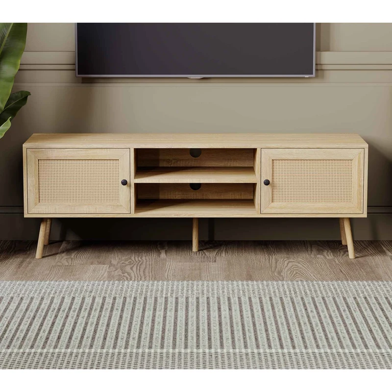 Meuble TV d'aspect bois naturel, 55'' x 16'' x 19''