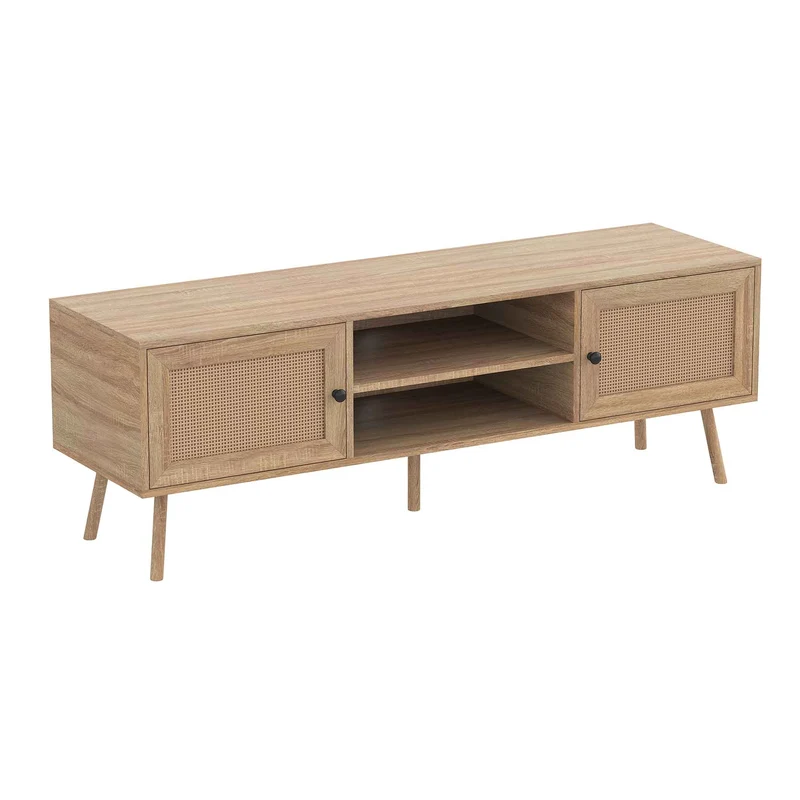 Meuble TV d'aspect bois naturel, 55'' x 16'' x 19''