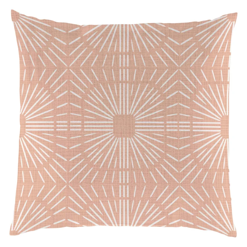 Coussin d'extérieur imprimé et tissé, 17,7'' x 17,7'' (géométrique pêche)