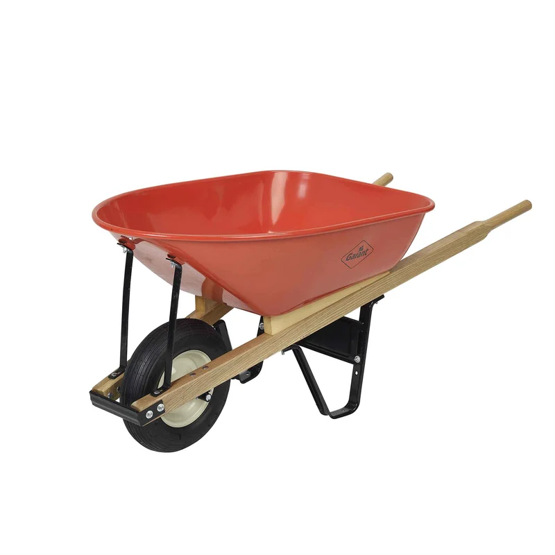 Brouette industrielle avec plateau en acier et manche en bois dur, 6 pi³