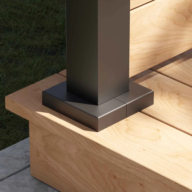 Couvre-plaque d'ancrage en aluminium pour poteau, noir