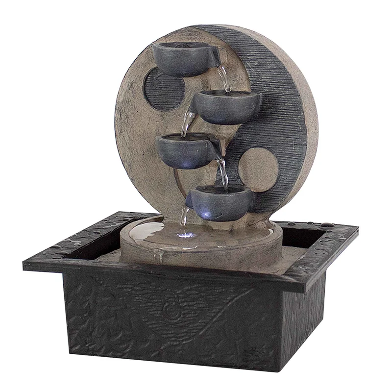 Mini fontaine yin et yang en polyrésine , 8" x 7'' x 10''