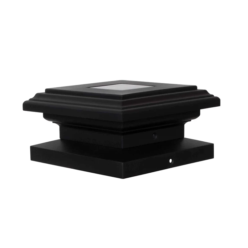 Capuchon de poteau solaire à profil mince, noir (4'' x 4'' / 6'' x 6'')
