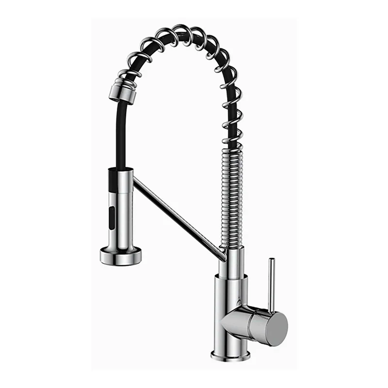 Robinet de cuisine avec bec amovible pivotant, chromé