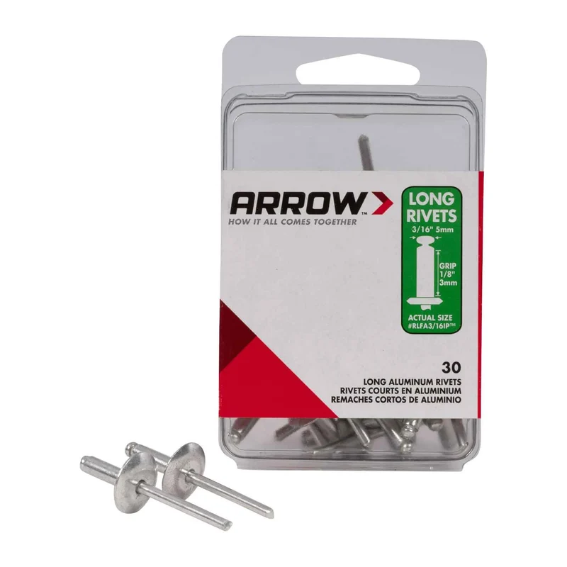 Rivet large de 3/16" en aluminium, 30 unités