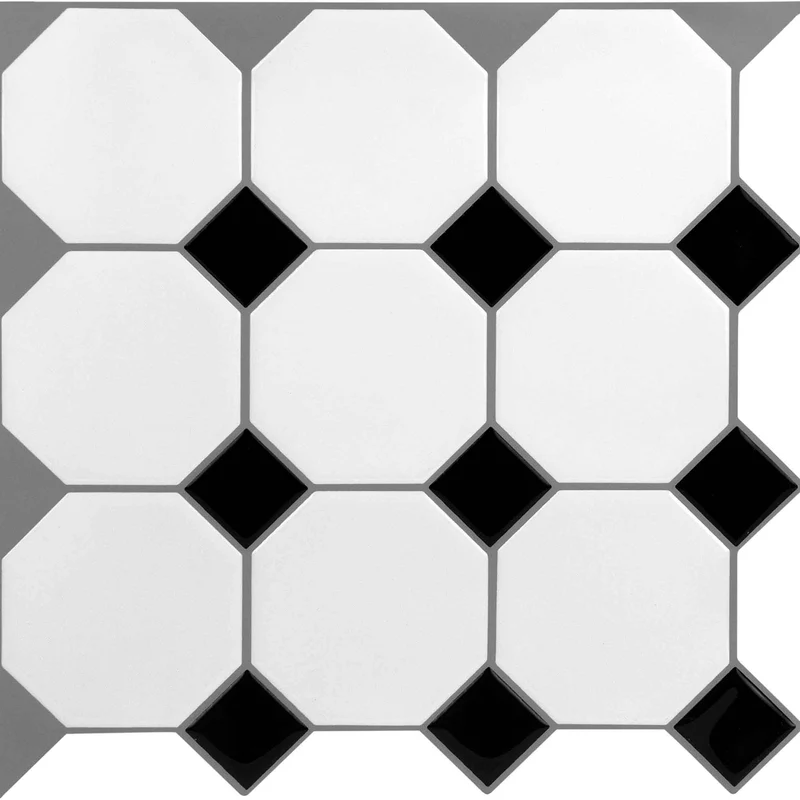 Dosseret ''peler et coller'' avec motif Tetra noir et blanc, 4 unités
