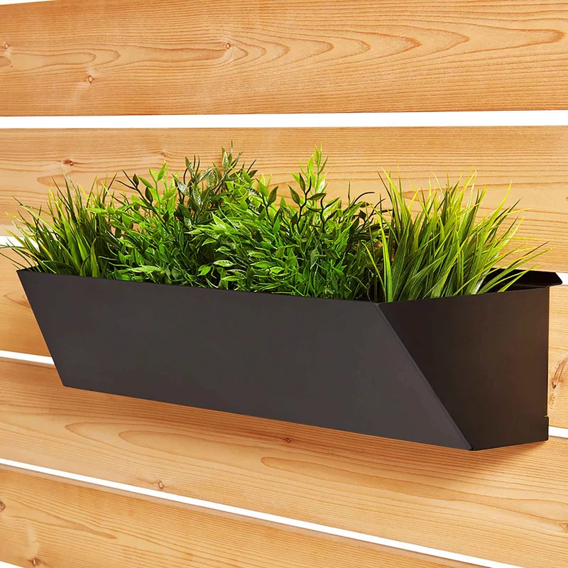 Jardinière large en acier pour clôture, noir (24")