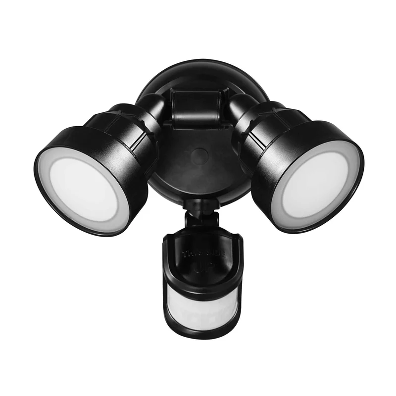 Luminaire de sécurité câble DEL à 2 lumières avec détecteur de mouvement 180° avec luminosité réglable, noir