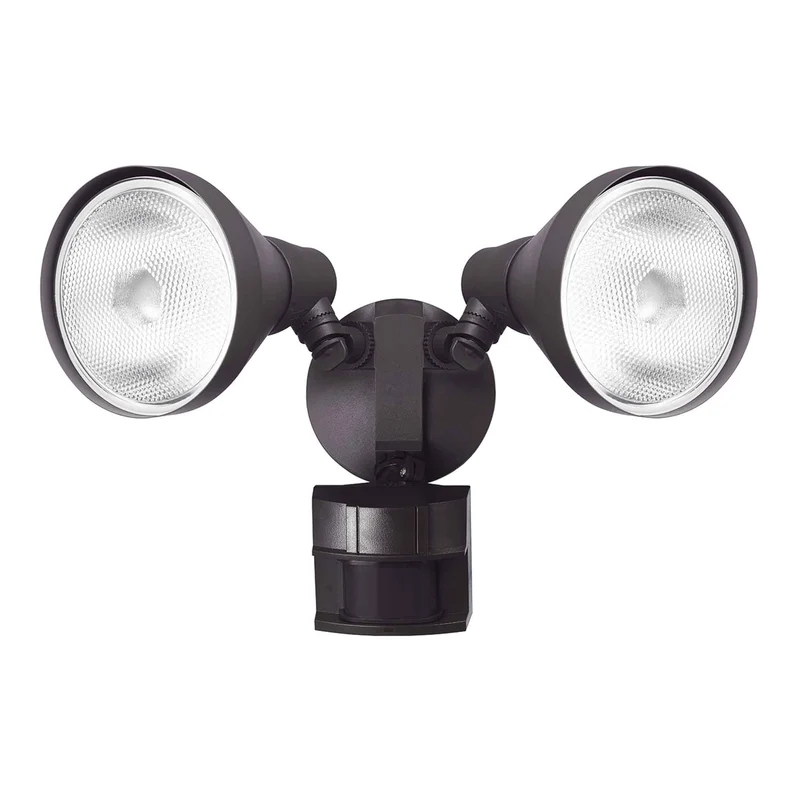 Luminaire de sécurité câblé PAR à 2 lumières avec détecteur de mouvement 180°, bronze