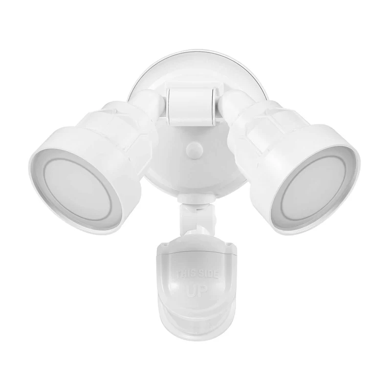 Luminaire de sécurité DEL câblé à 2 lumières avec détecteur de mouvement 180° avec luminosité réglable, blanc