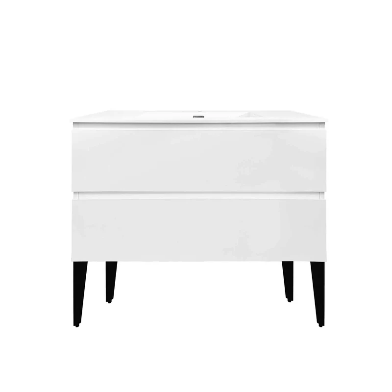 Meuble-lavabo autoportant et blanc avec 2 tiroirs, 36''