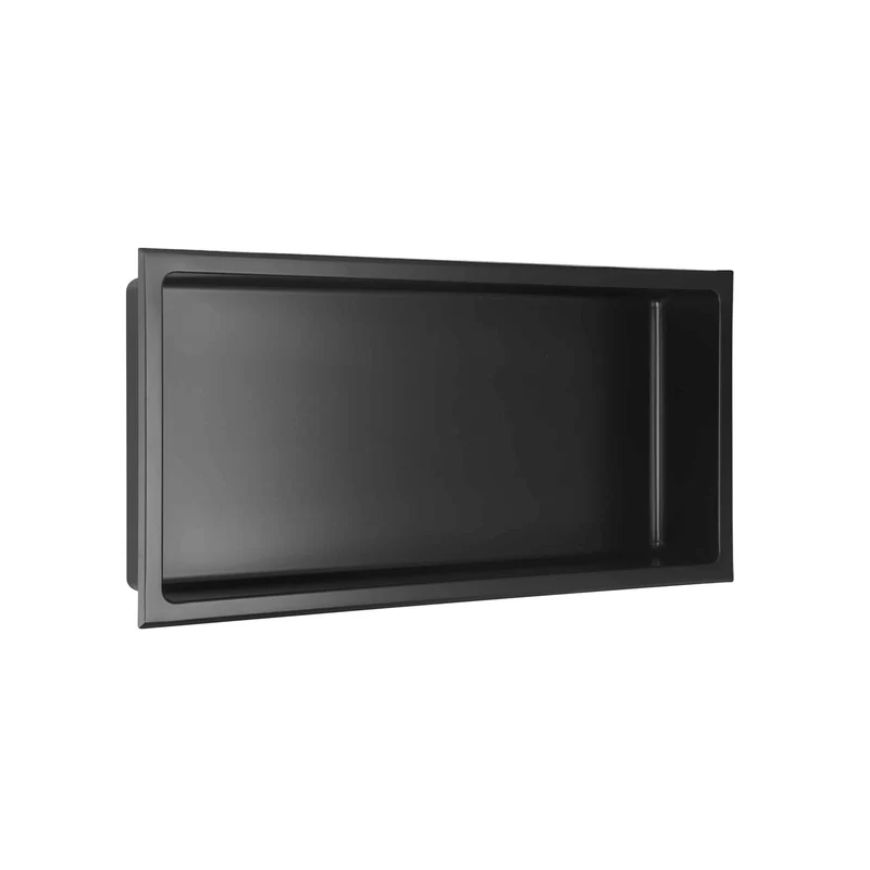 Niche de douche murale Layla en acier inoxydable noir mat, 12" x 24"