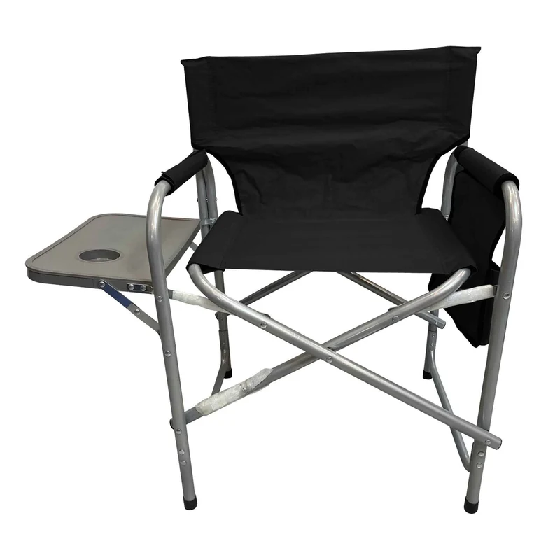Chaise pliante avec tablette pliante intégrée, noir