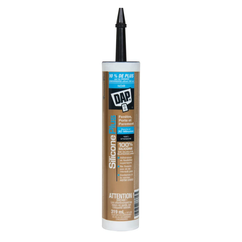 Silicone Plus noir pour fenêtre, porte et parement, 319 ml