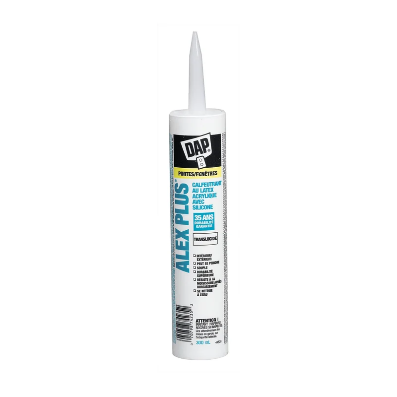 Calfeutrant au latex acrylique plus silicone transparent tout usage ALEX PLUS, 300 ml