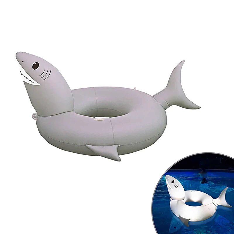 Tube flotteur en forme de requin avec éclairage DEL solaire, 39''