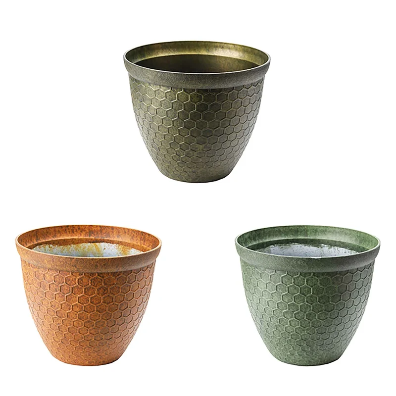 Pot rond avec motif de nid d'abeille, 9,8'' x 8,3'' (choix entre 3 couleurs)