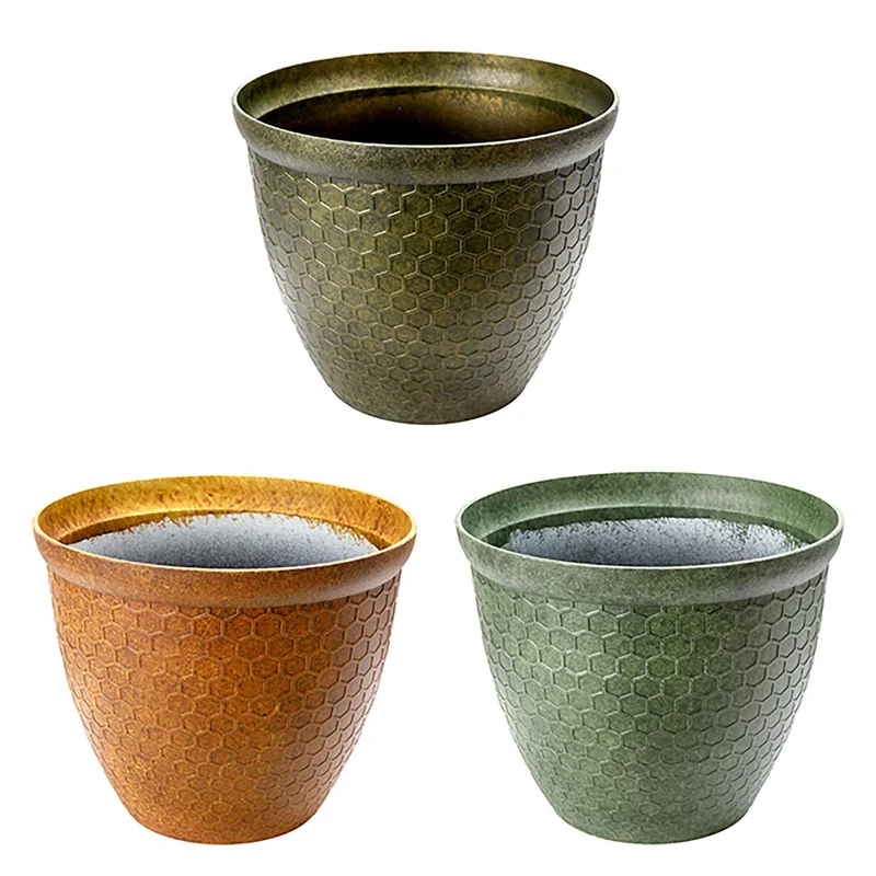 Pot rond avec motif de nid d'abeille, 11,8'' x 9,8'' (choix entre 3 couleurs)