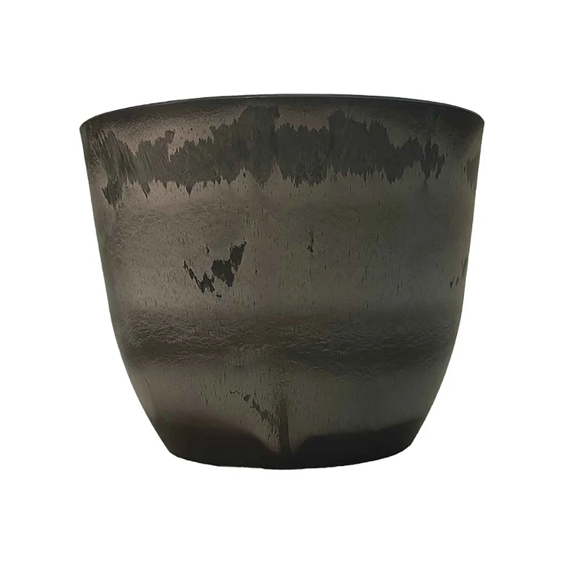Pot rond au fini pierre brune, 8" x 10''