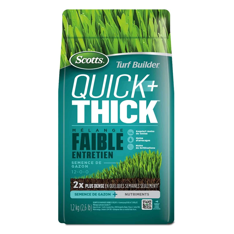 Semence de gazon Quick + Thick Turf Builder mélange à faible entretien, 1,2 kg