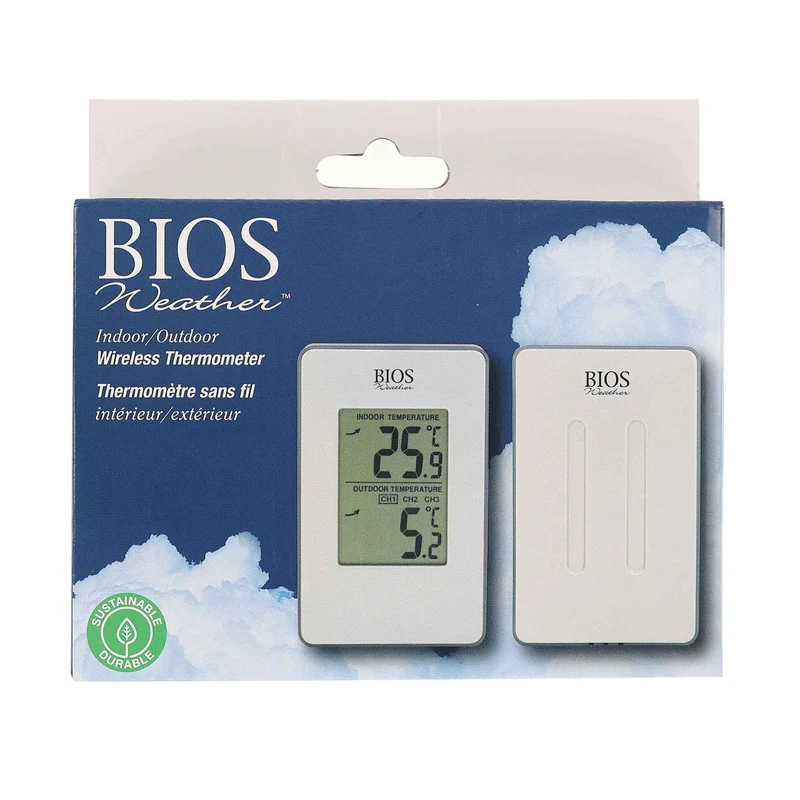 Thermomètre sans fil d'intérieur et d'extérieur, blanc