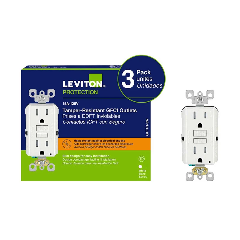 Prise à DDFT inviolable de 15 A / 125 V, blanc (3 unités)
