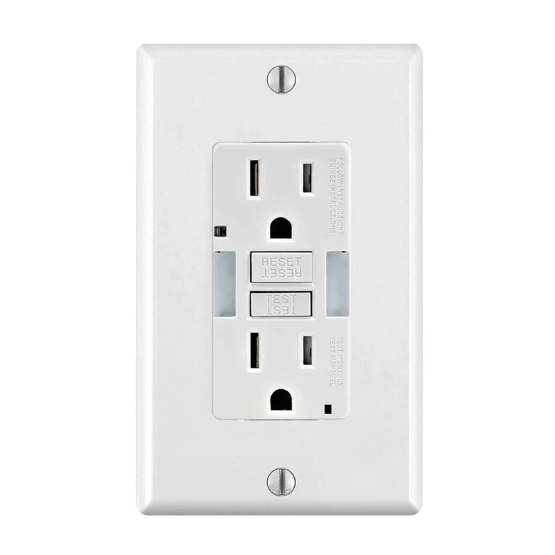Prise à DDFT inviolable de 15 A / 125 V avec lampe guide à DEL, blanc
