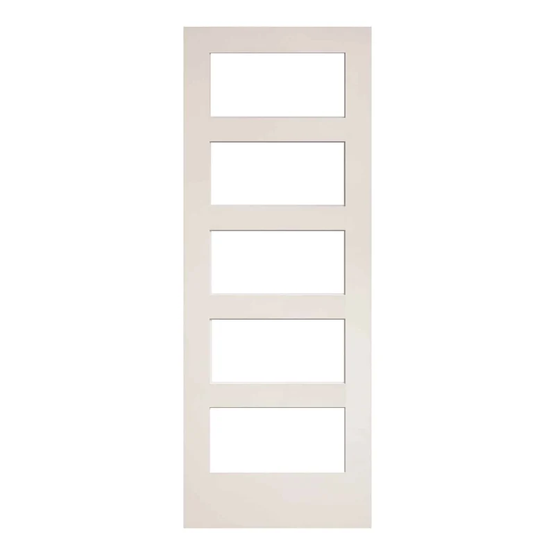 Porte Française de style Shaker. 5 verres clairs avec apprêt blanc, 30'' x 80''