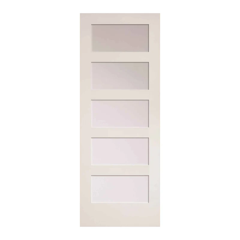 Porte Française de style Shaker à 5 verres laminés avec apprêt blanc, 30'' x 80''