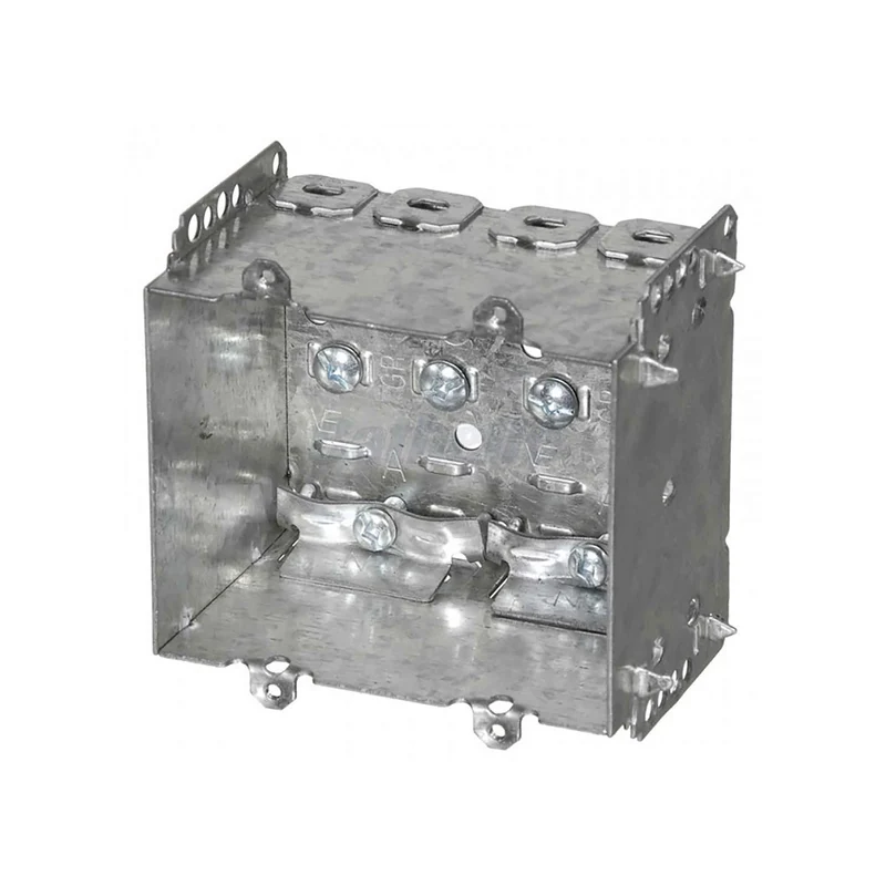 Boîte électrique rectangulaire regroupable pour (2) dispositifs avec vis de mise à terre surélevées, 2,5'' de profondeur (25 po3)