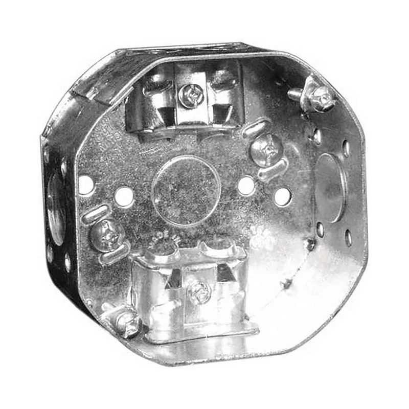 Boîte électrique octogonale de 4" avec vis de mise à terre surélevées, 1-1/2" de profondeur (15 po3)